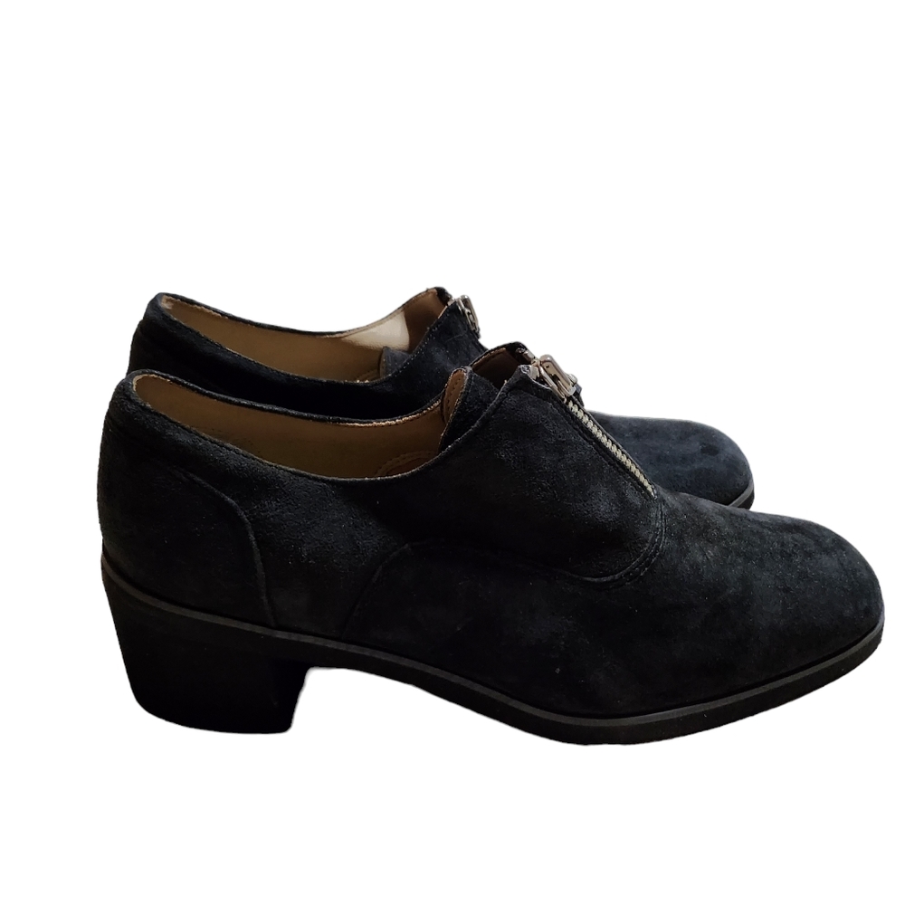 Maine Woods Women's Leather Suede Black Zip Heel Shoes Size 8.5